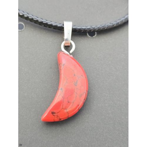 Red Turquoise Moon Necklace