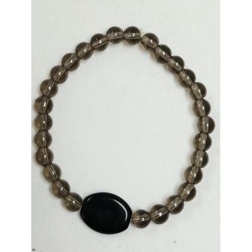 Smokey Quarts with Onxy Bead Bracelet