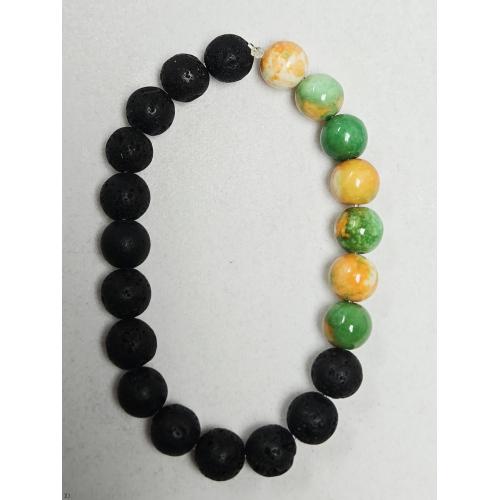 Dyed Quartzite and Lava Rock Bracelet