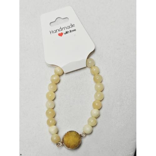 Calcite Bracelet with Druzy Charm