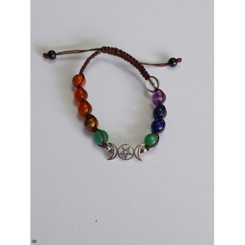 Chakra Triple Moon Natural Stone  Bracelet