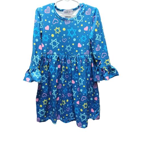 Star of David Ruffle Sleeve Dress S