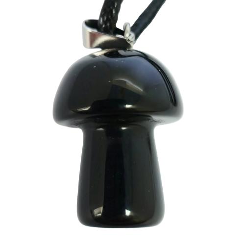 Black Agate Mushroom Necklace