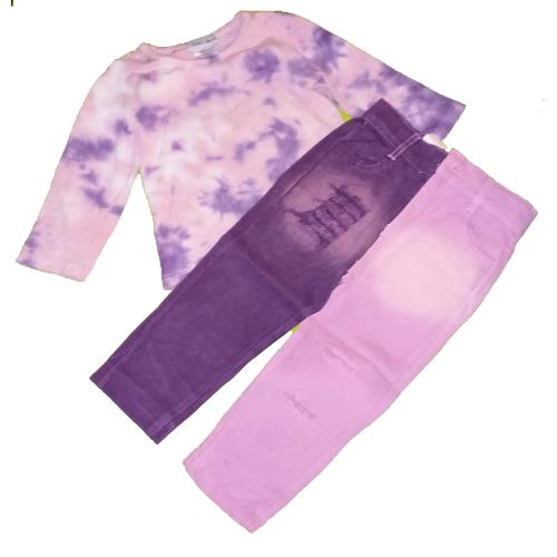 Pink Tie Dye Top & Spliced Jeans 18-24mos